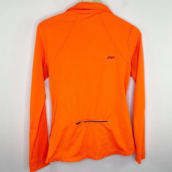 Asics Neon Orange Half Zip Long Sleeve Activewear Pullover Women's Size Small S - Picture 2 of 6